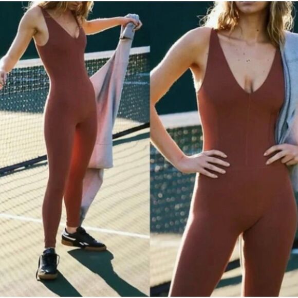 FP Movement Brown Never Better Jumpsuit Size Medium New - Picture 2 of 6
